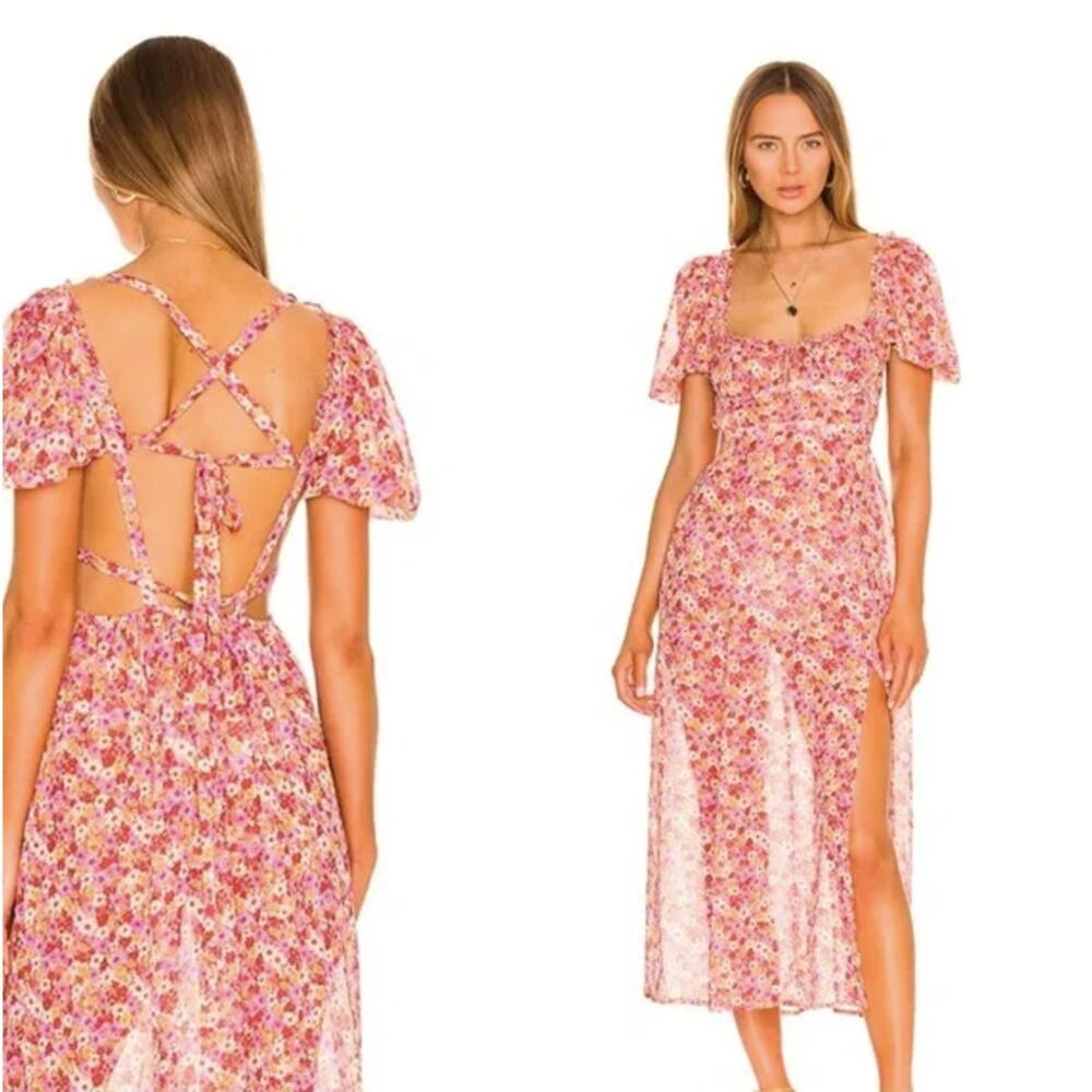 For Love & Lemons Felicia Floral Midi Dress Size Small NWT